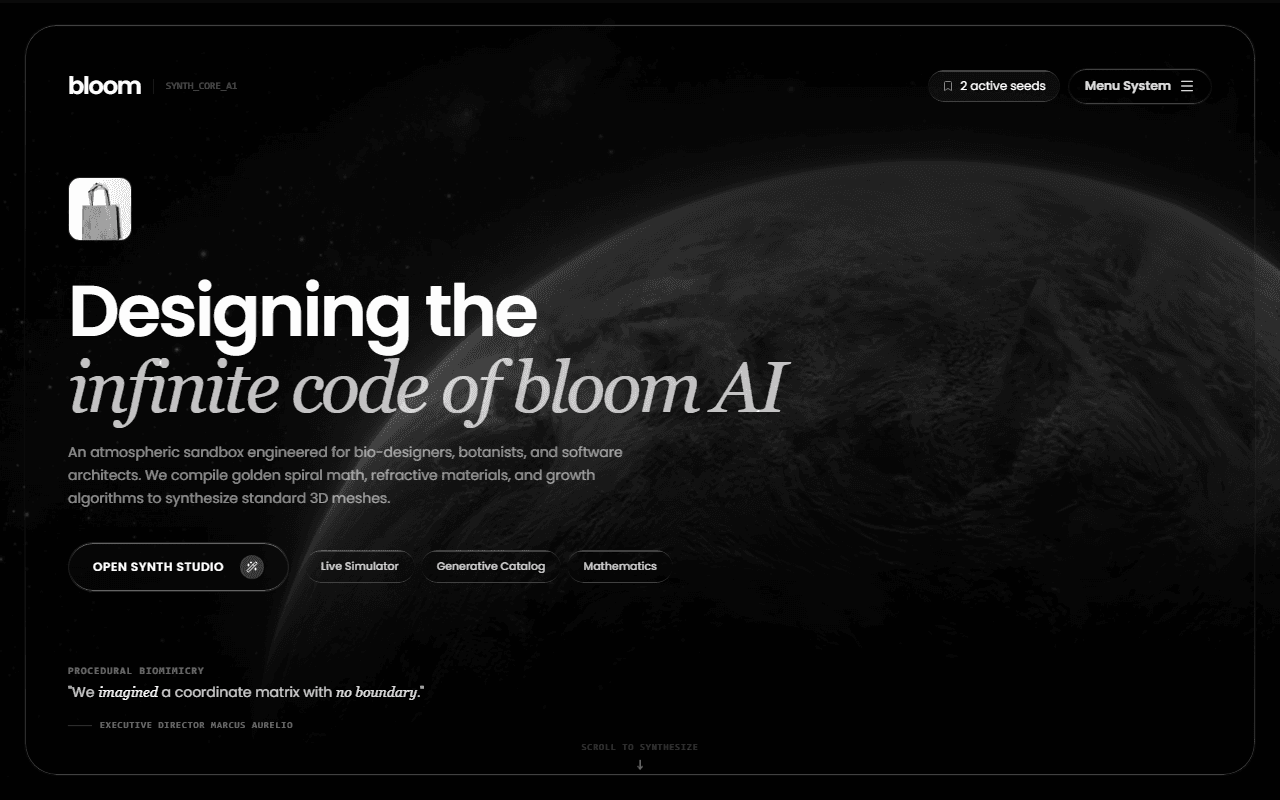 Bloom Interactive Procedural 3D Web Environment